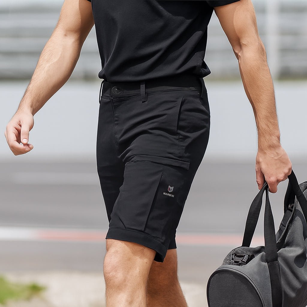 Boulton Men's Cargo Shorts - Black - Marwin Sports