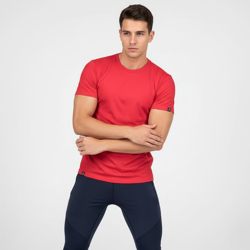 Branson Men's Crew Neck Tee - Red - Marwin Sports