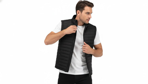 Everest Men's Puffer Jacket Removable Arms - Black - Marwin Sports