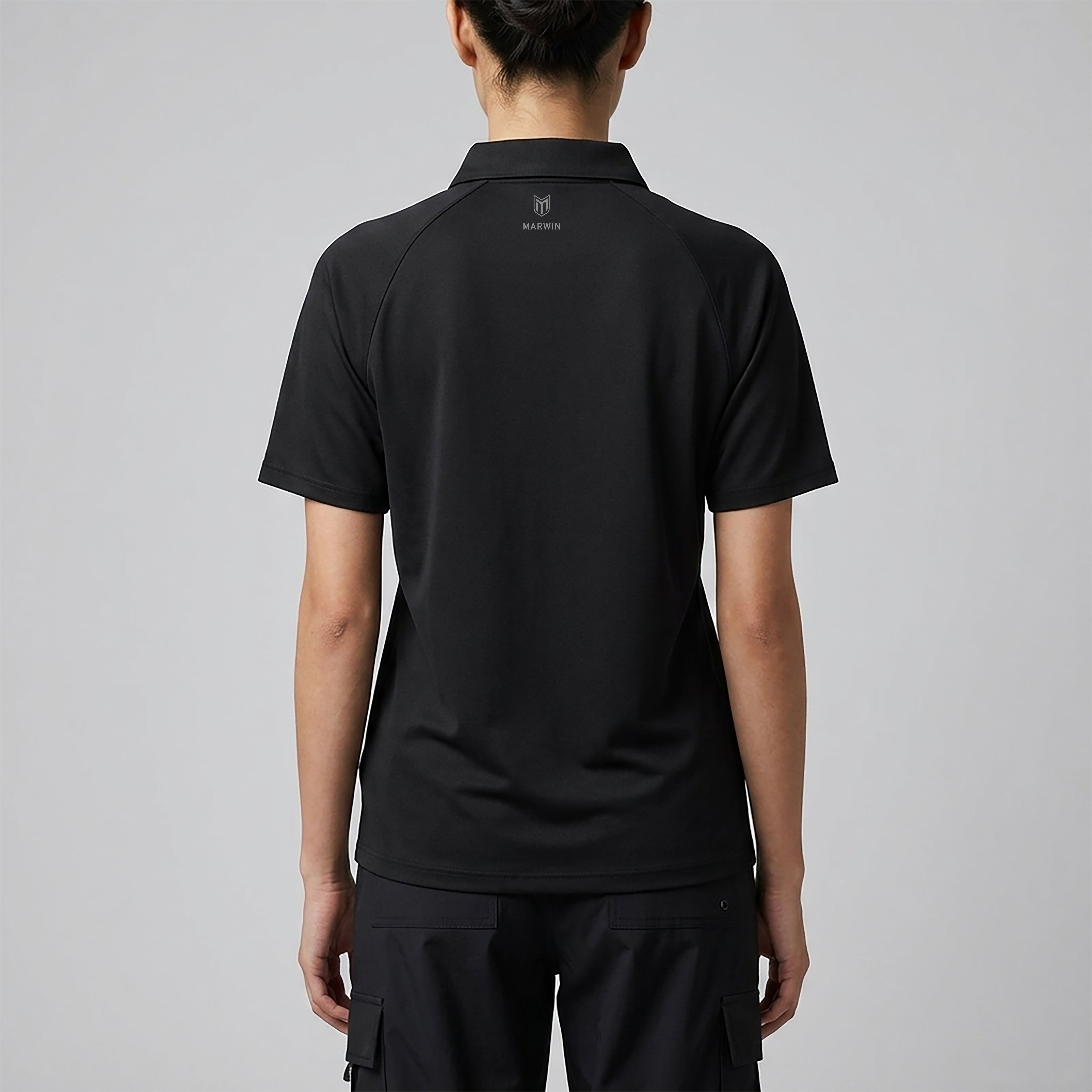 Fallon Women's Button Polo - Black - Marwin Sports