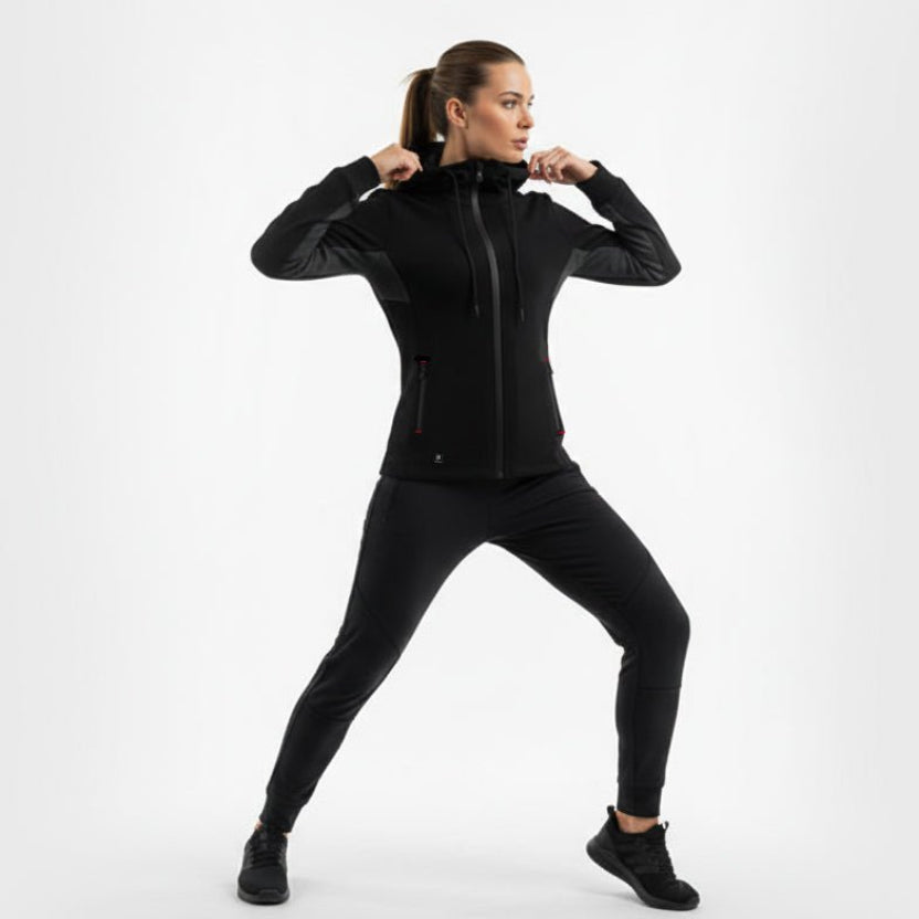 Haltia Women's Full Zip Hoodie - Black/Grey - Marwin Sports