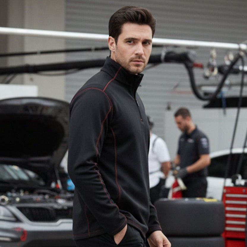 Hayes Men's Quarter Zip Pullover - Black/Red - Marwin Sports