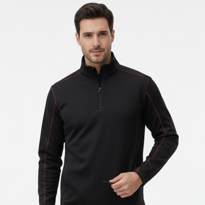Hayes Men's Quarter Zip Pullover - Black/Red - Marwin Sports