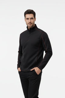 Hayes Men's Quarter Zip Pullover - Black/Red - Marwin Sports