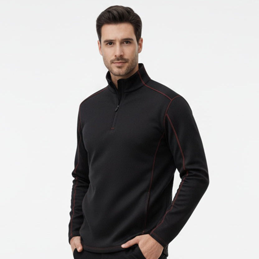 Hayes Men's Quarter Zip Pullover - Black/Red - Marwin Sports