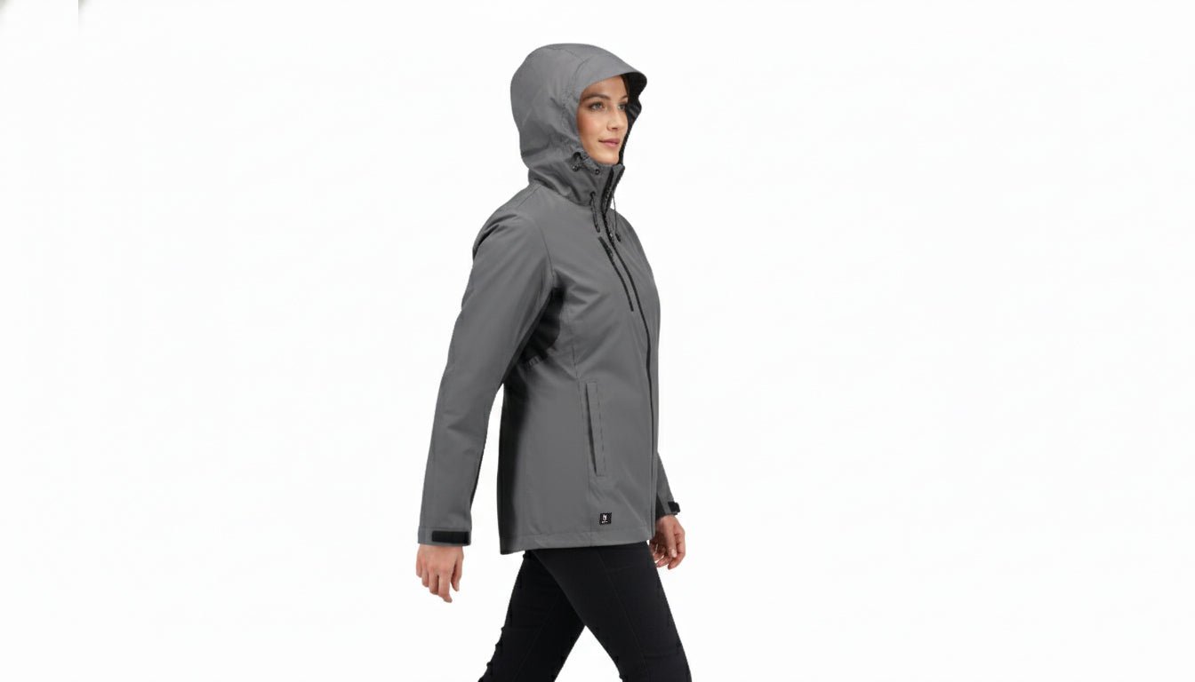 Lucia Women's Rain Jacket - Black/Grey - Marwin Sports