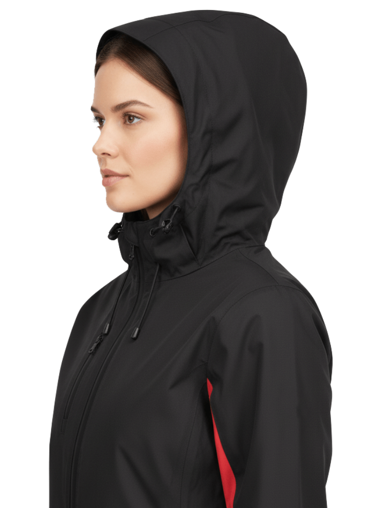 Lucia Women's Rain Jacket - Black/Red - Marwin Sports