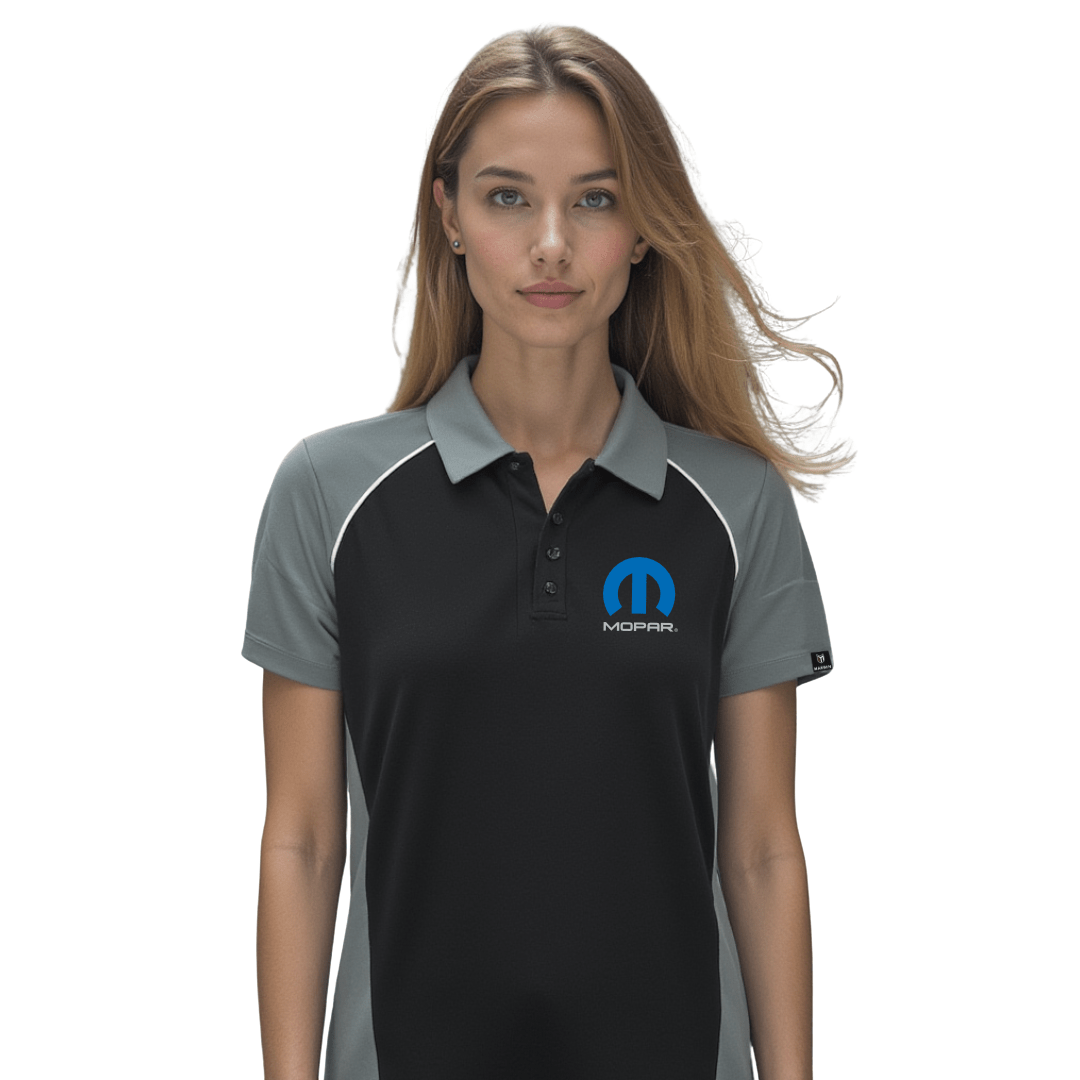 Marwin Sports Mopar Button Women's Polo - Black/Grey/White - Marwin Sports