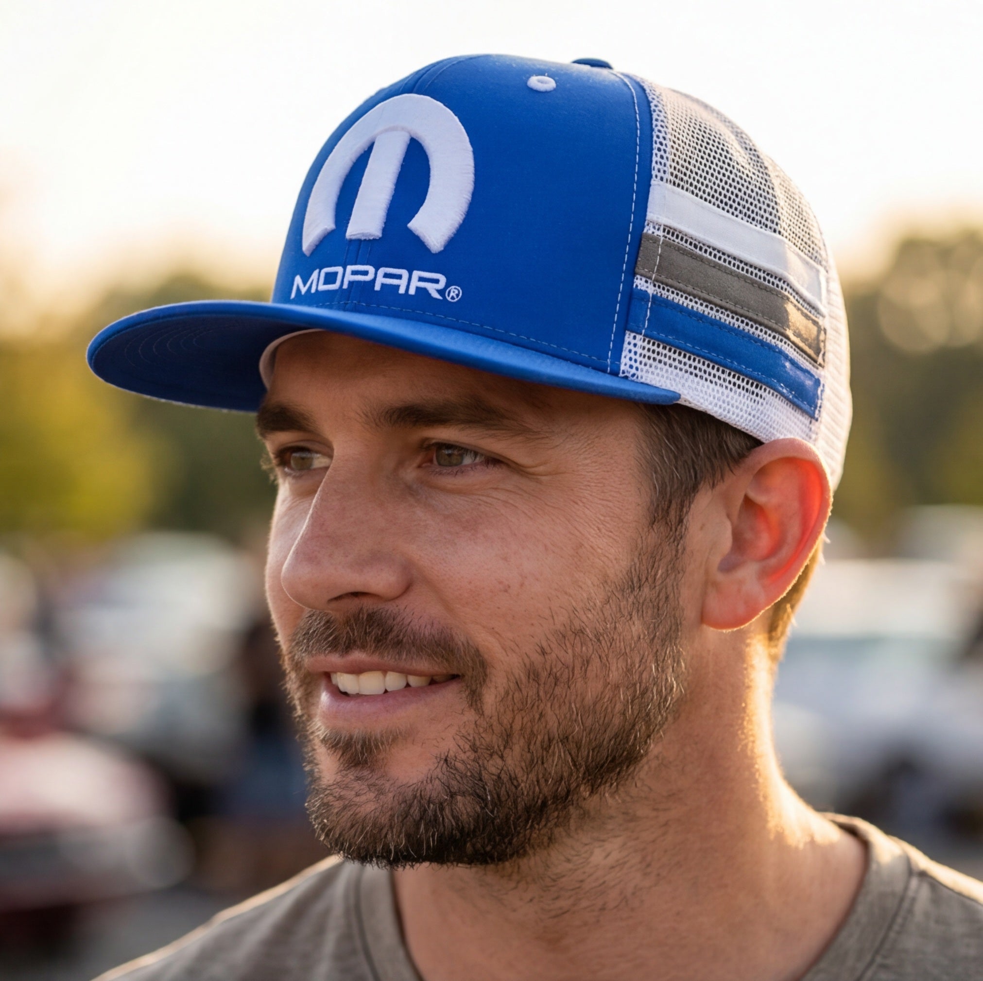Marwin Sports Mopar Logo Embroidered 6 Panel Hat - Blue/White - Marwin Sports