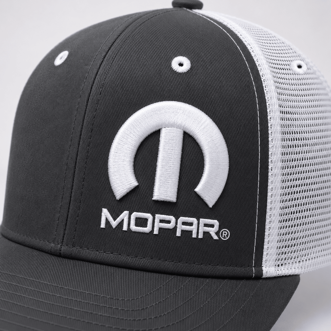 Marwin Sports Mopar Logo Embroidered 6 Panel Hat - Charcoal Grey/White - Marwin Sports