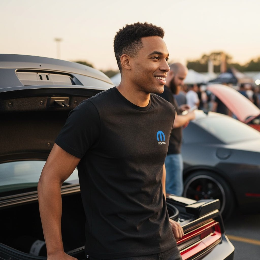 Marwin Sports Mopar Men's Cotton Crew Neck Tee - Black - Marwin Sports