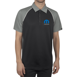 Marwin Sports Mopar Men's Poly Button Polo - Black/Grey/White - Marwin Sports
