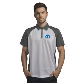 Marwin Sports Mopar Men's Poly Zipper Polo - White/Grey/Black - Marwin Sports