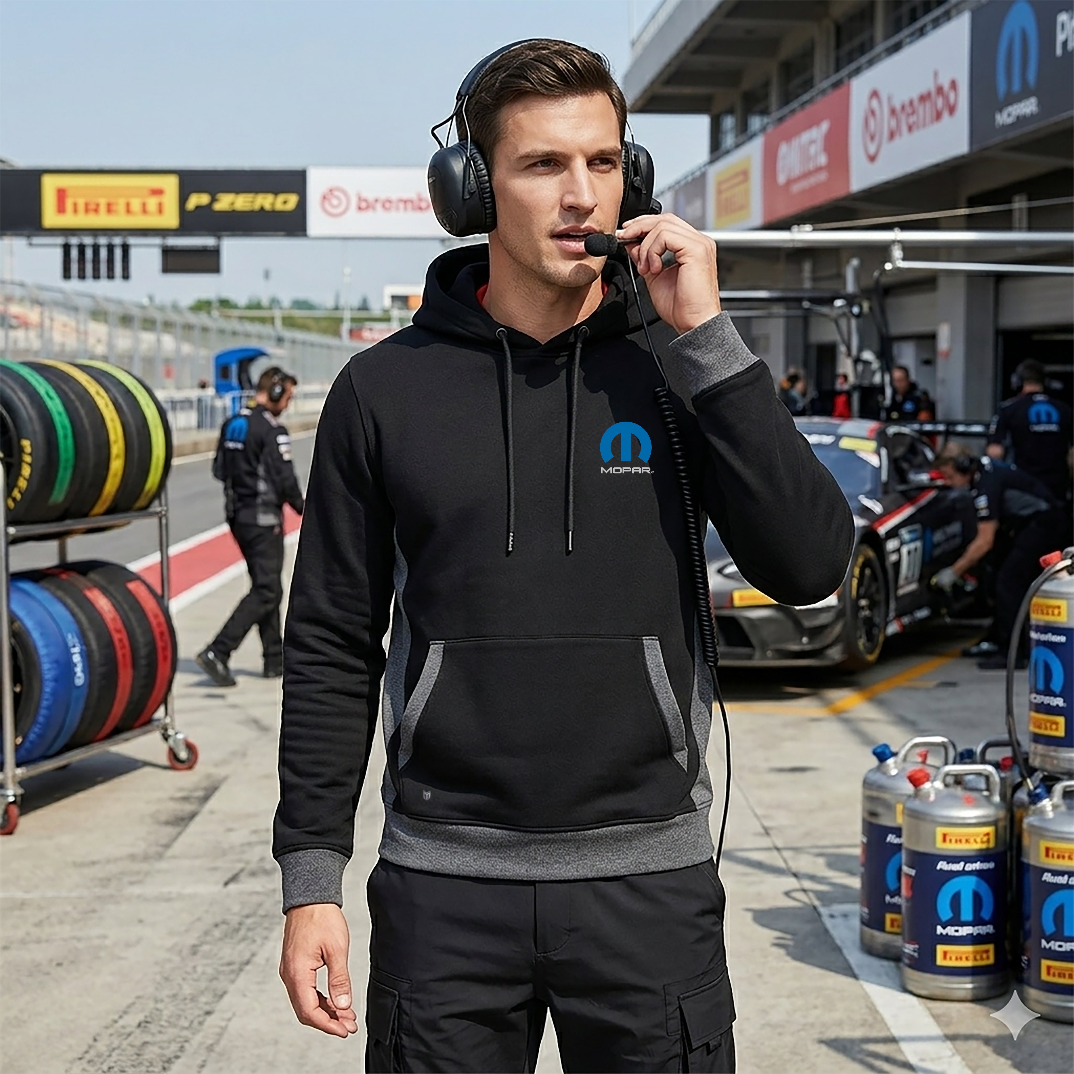 Marwin Sports Mopar Men's Pullover Hoodie - Black/Grey - Marwin Sports