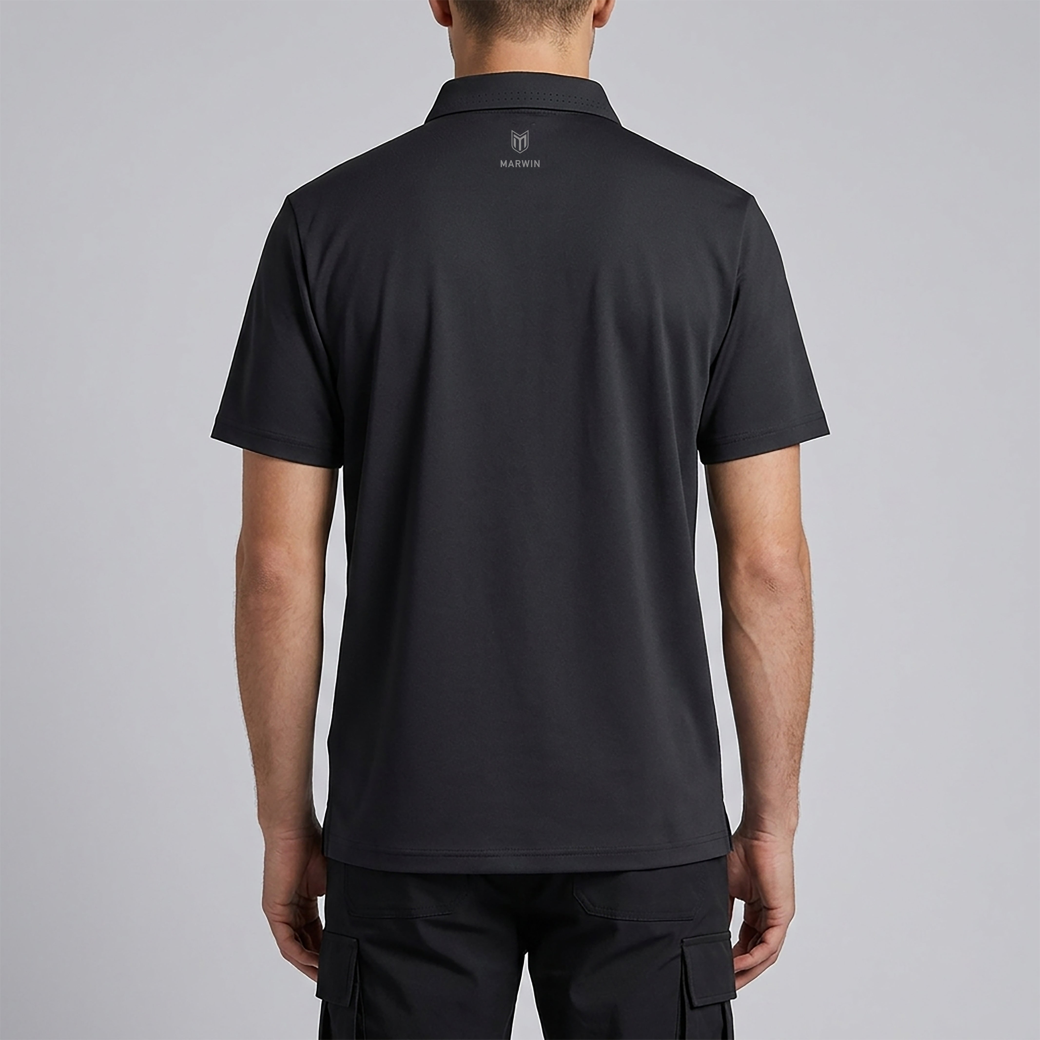 Marwin Sports Mopar Seamless Button Men's Polo - Black - Marwin Sports