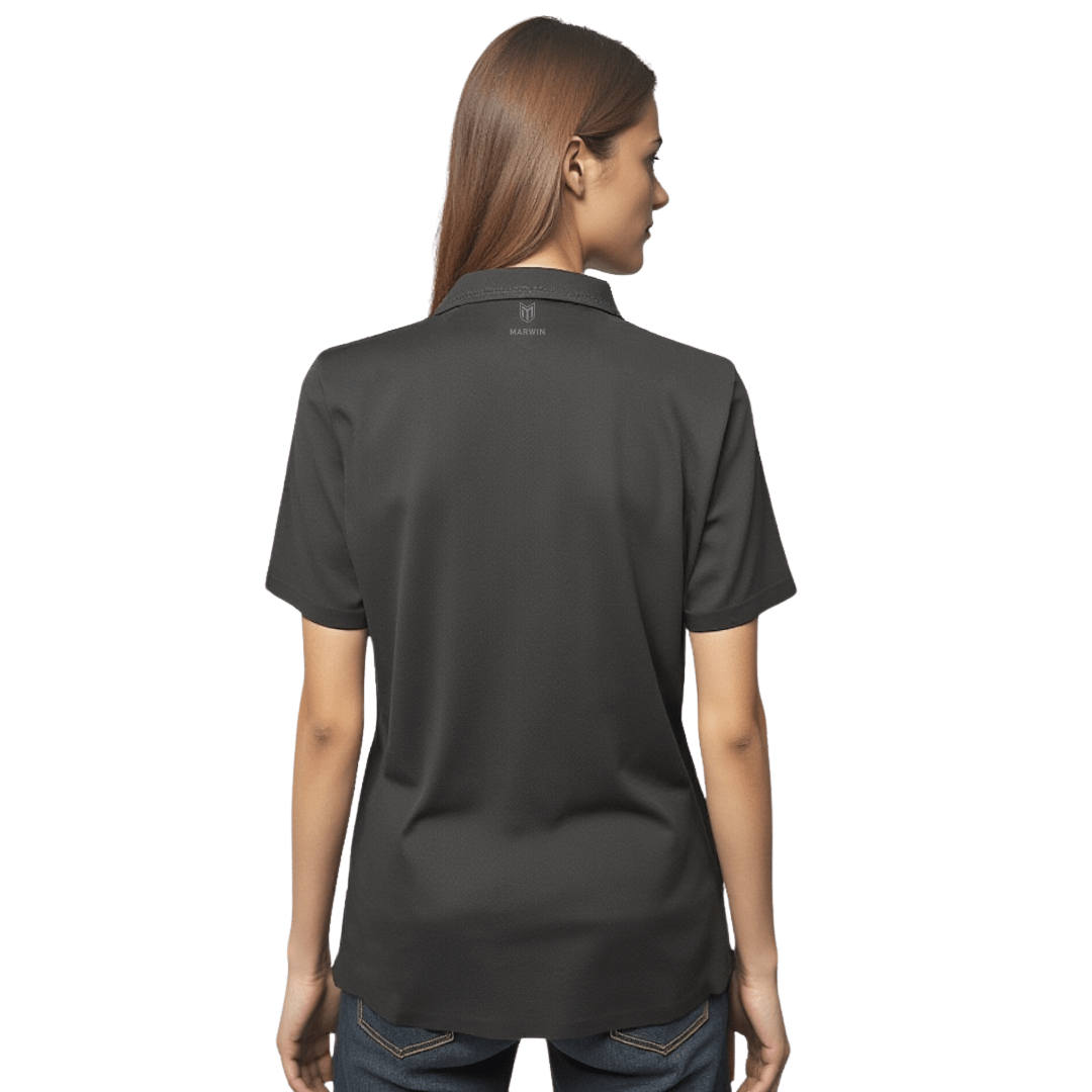 Marwin Sports Mopar Seamless Button Women's Polo - Black - Marwin Sports