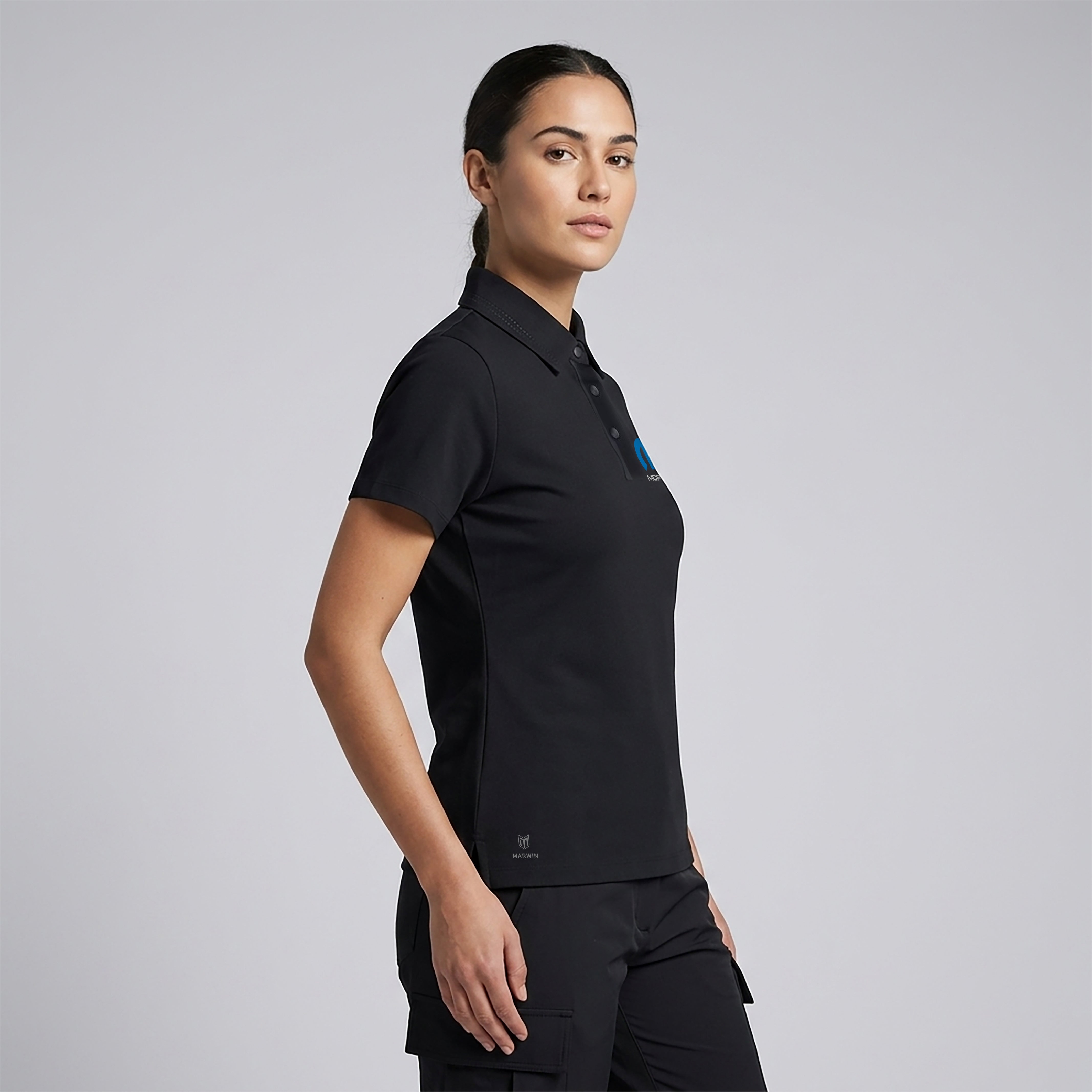 Marwin Sports Mopar Seamless Button Women's Polo - Black - Marwin Sports