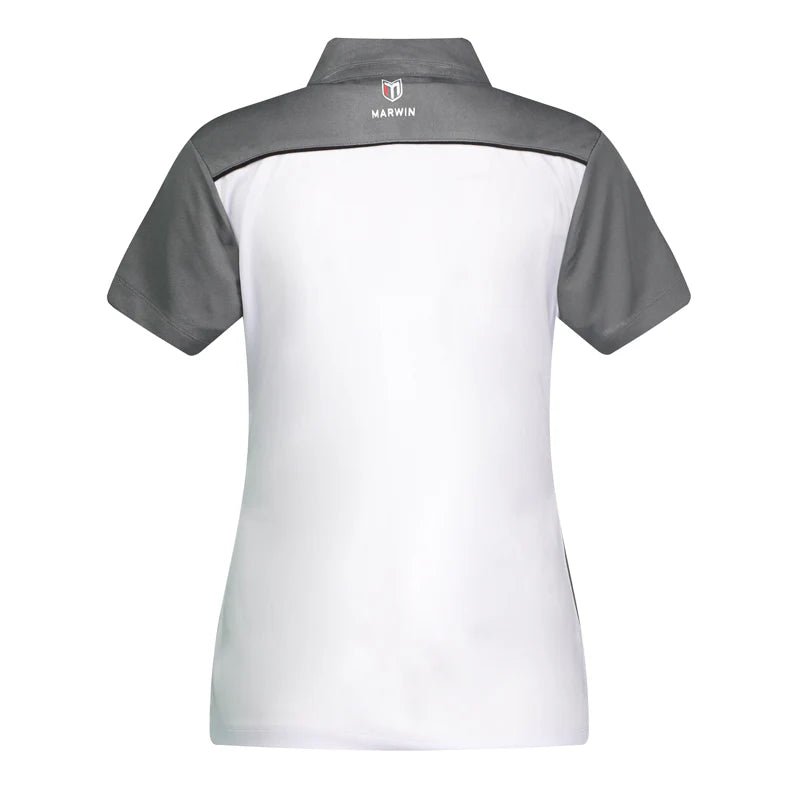 Marwin Sports Mopar Women's Poly Zipper Polo - White/Grey/Black - Marwin Sports