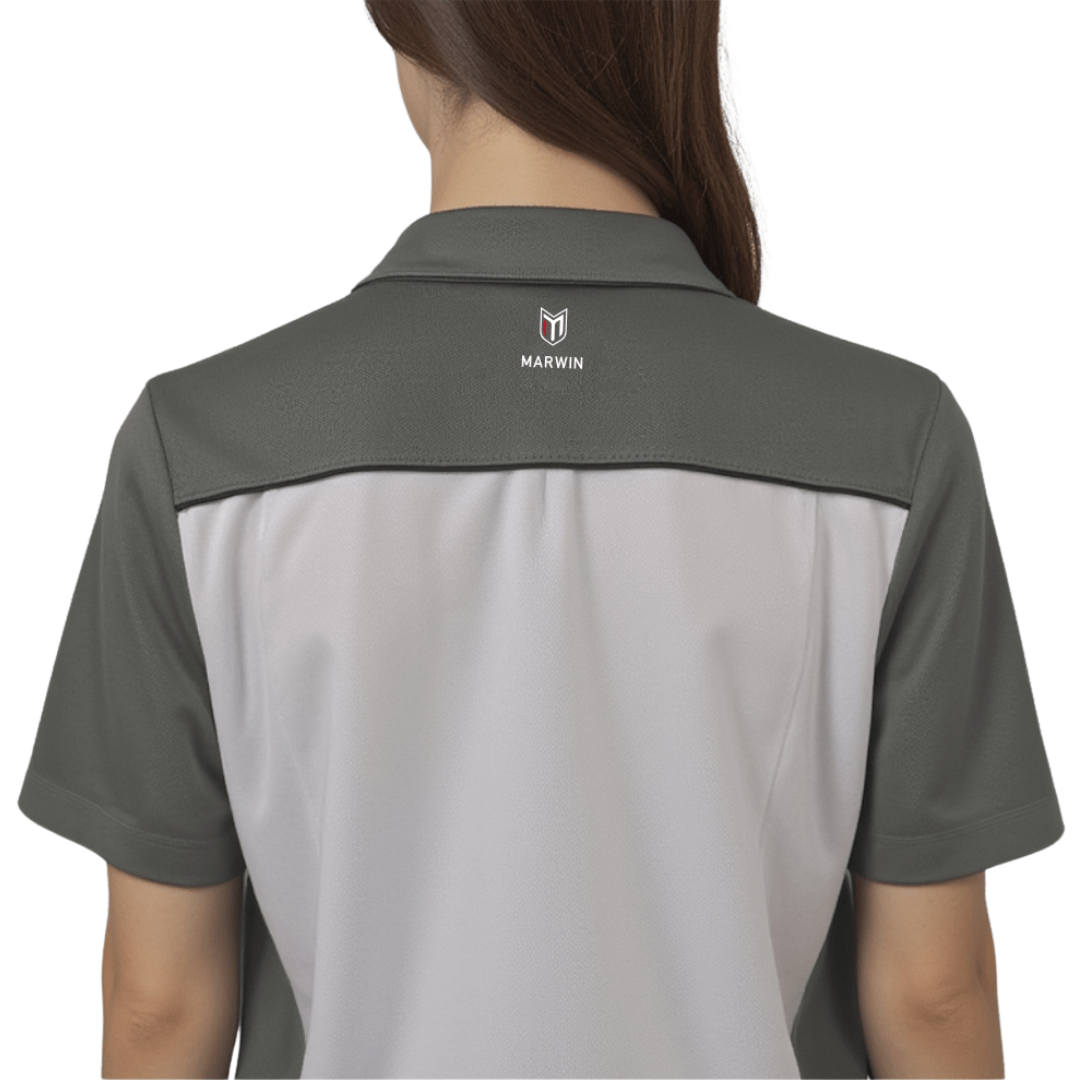 Marwin Sports Mopar Women's Poly Zipper Polo - White/Grey/Black - Marwin Sports