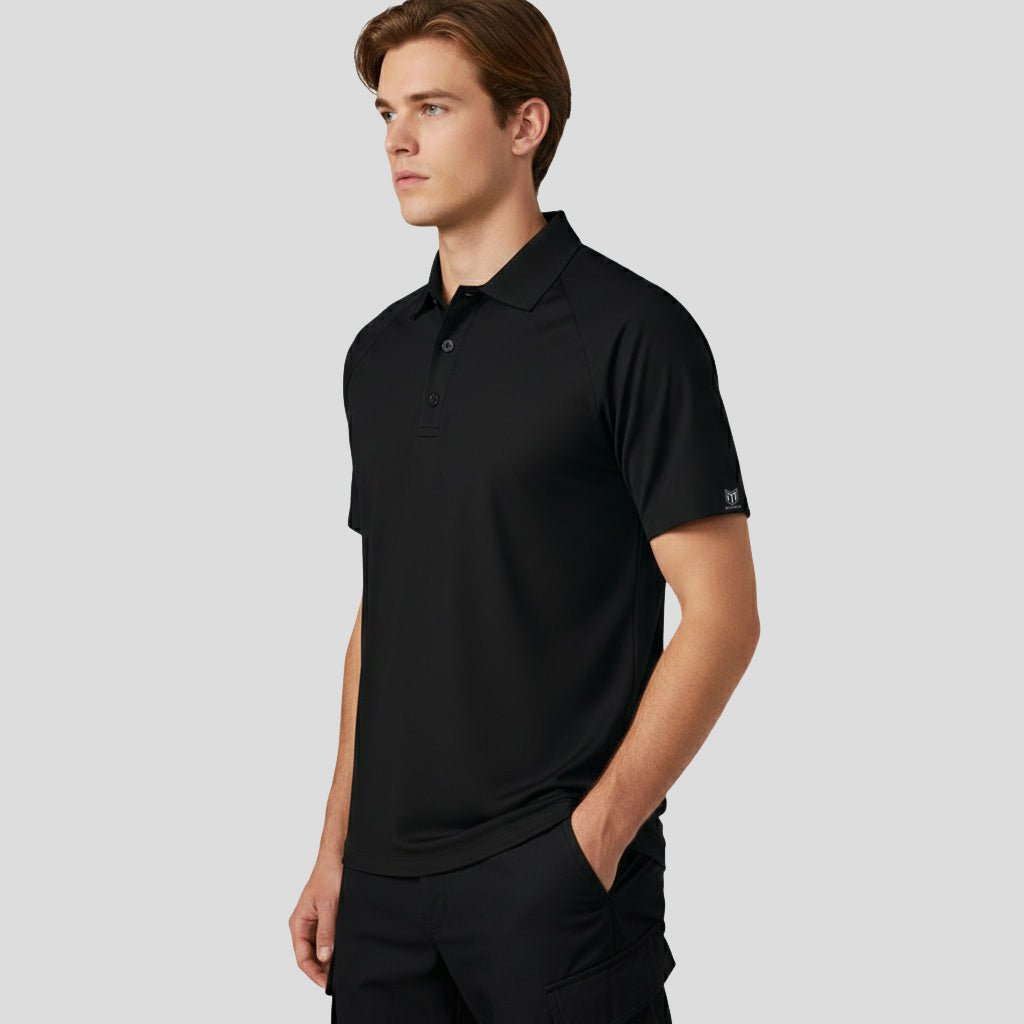 Marwin Sports Poly Button Men's Polo - Black - Marwin Sports