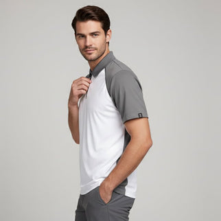 Monte Men's Zipper Polo - White/Grey/Black - Marwin Sports