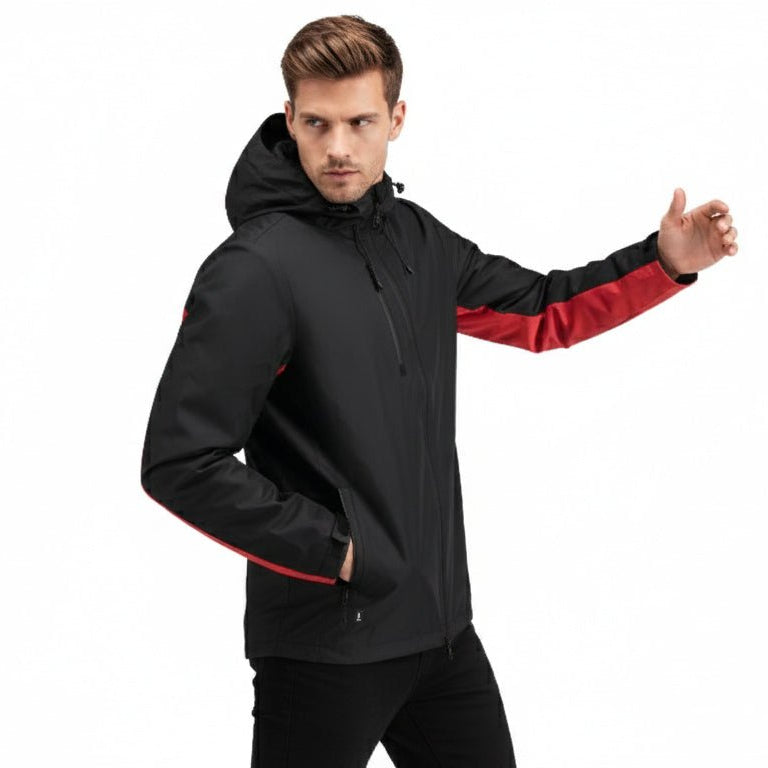 Revolver Men's Rain Jacket - Black/Red - Marwin Sports
