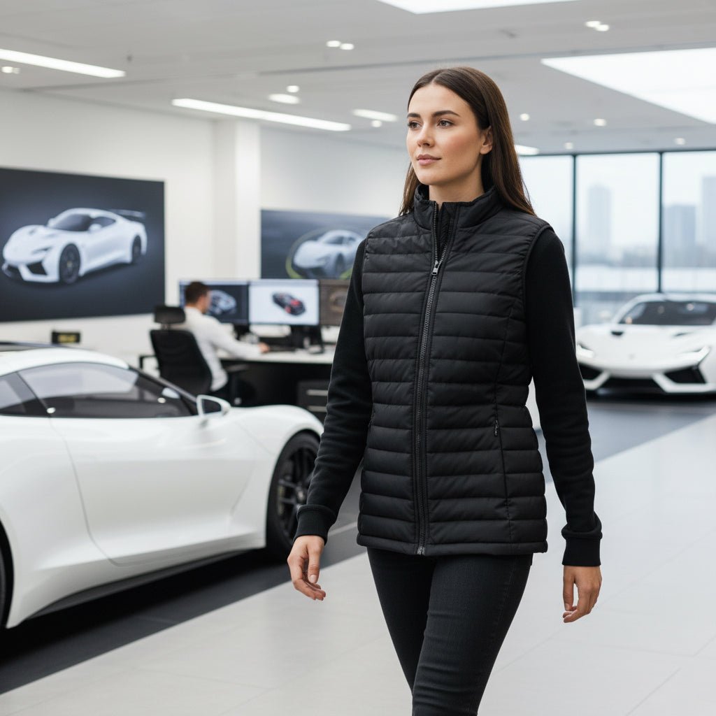 Sierra Women's Puffer Jacket Removable Arms - Black - Marwin Sports