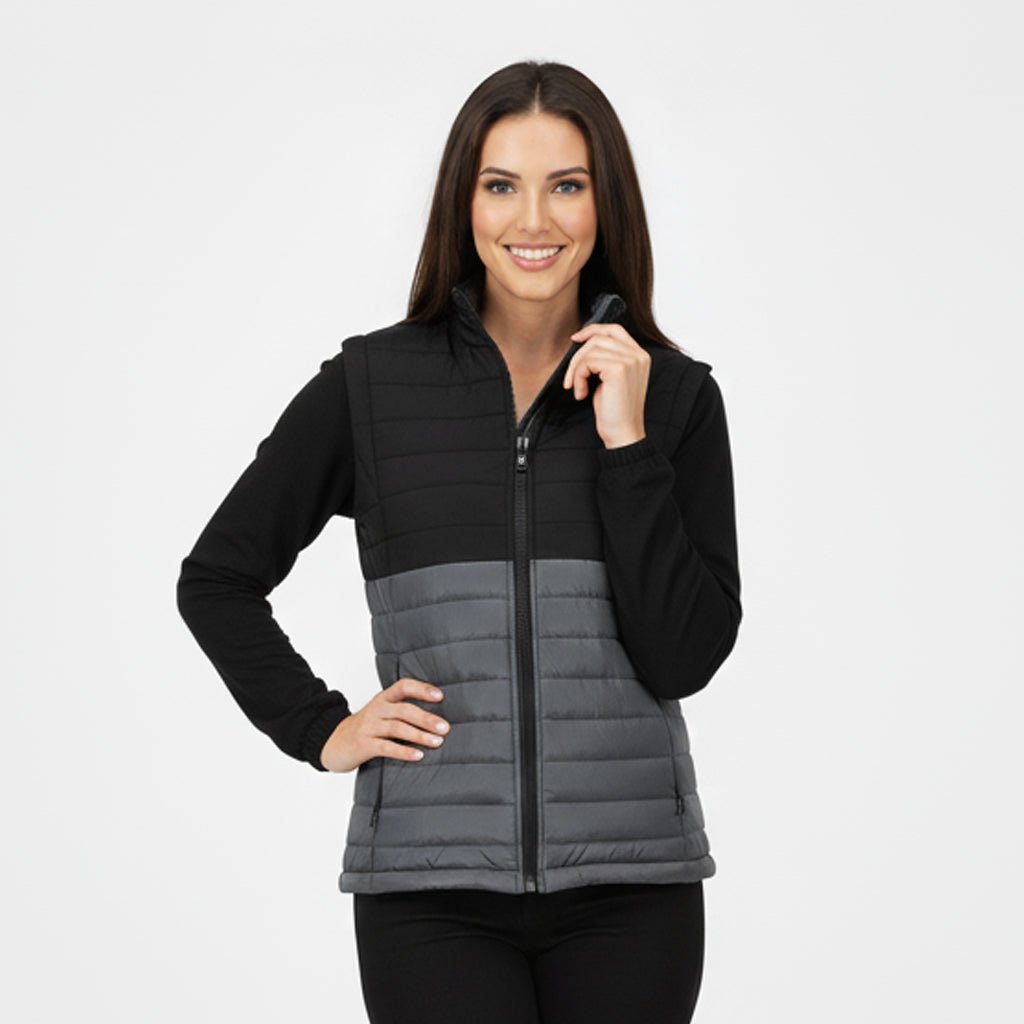 Sierra Women's Puffer Jacket Removable Arms - Black/Grey - Marwin Sports