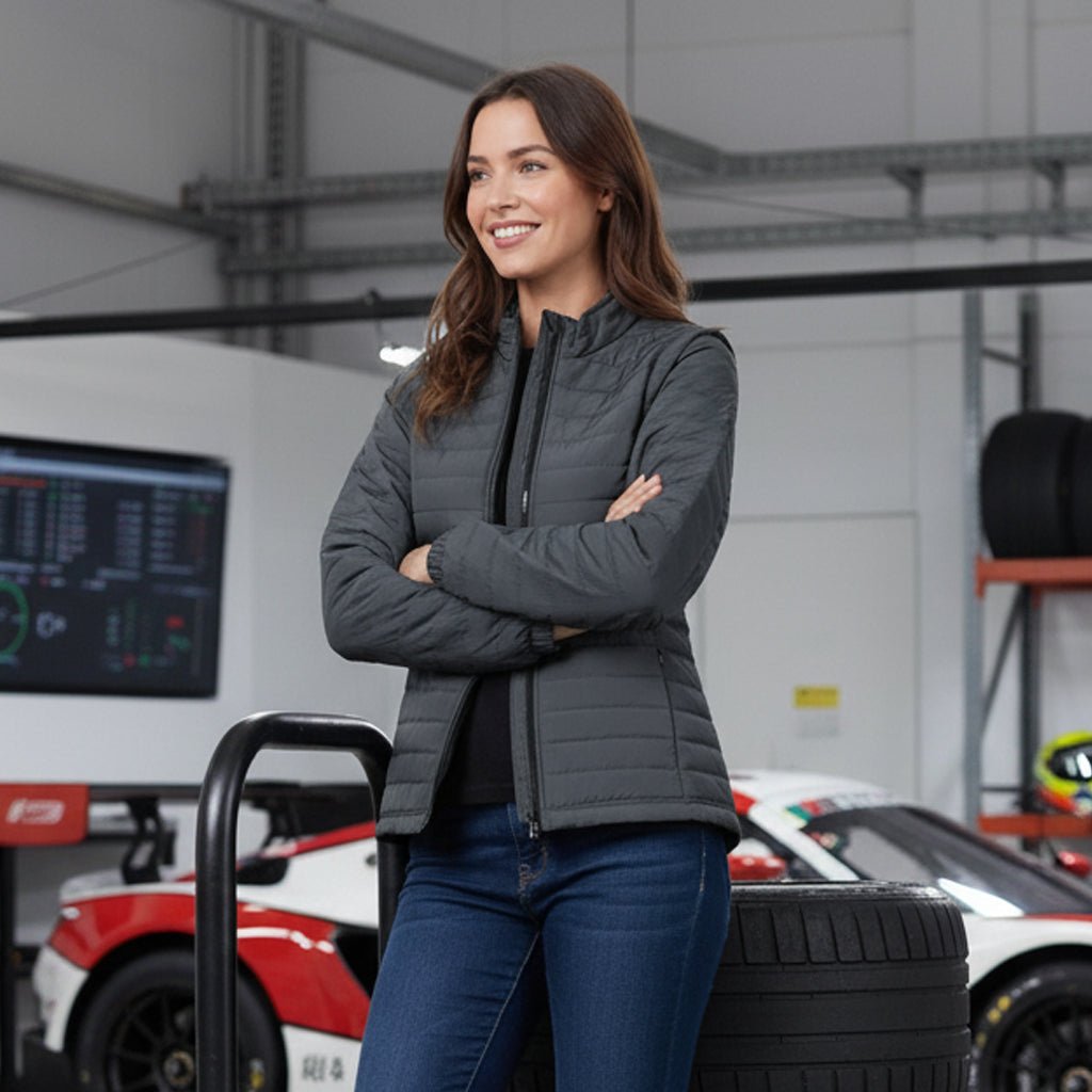 Sierra Women's Puffer Jacket Removable Arms - Grey - Marwin Sports