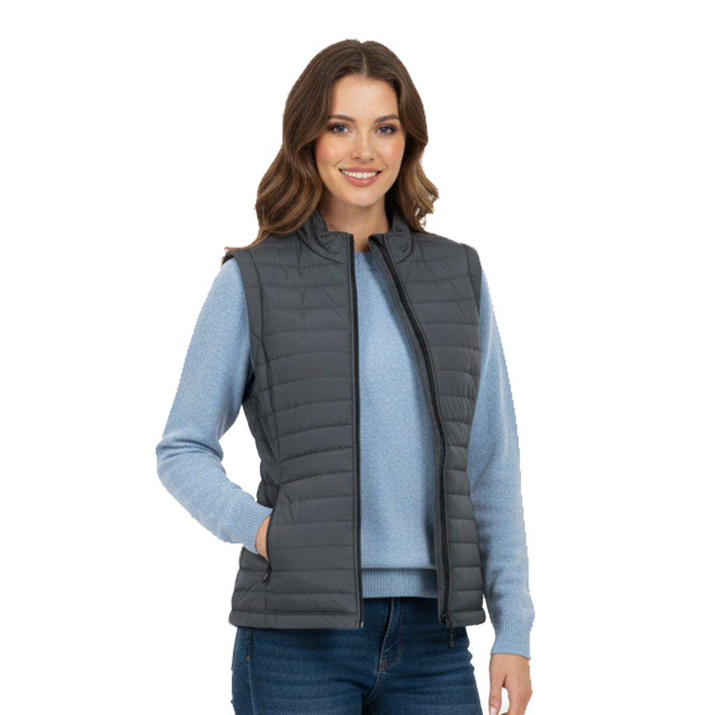 Sierra Women's Puffer Jacket Removable Arms - Grey - Marwin Sports