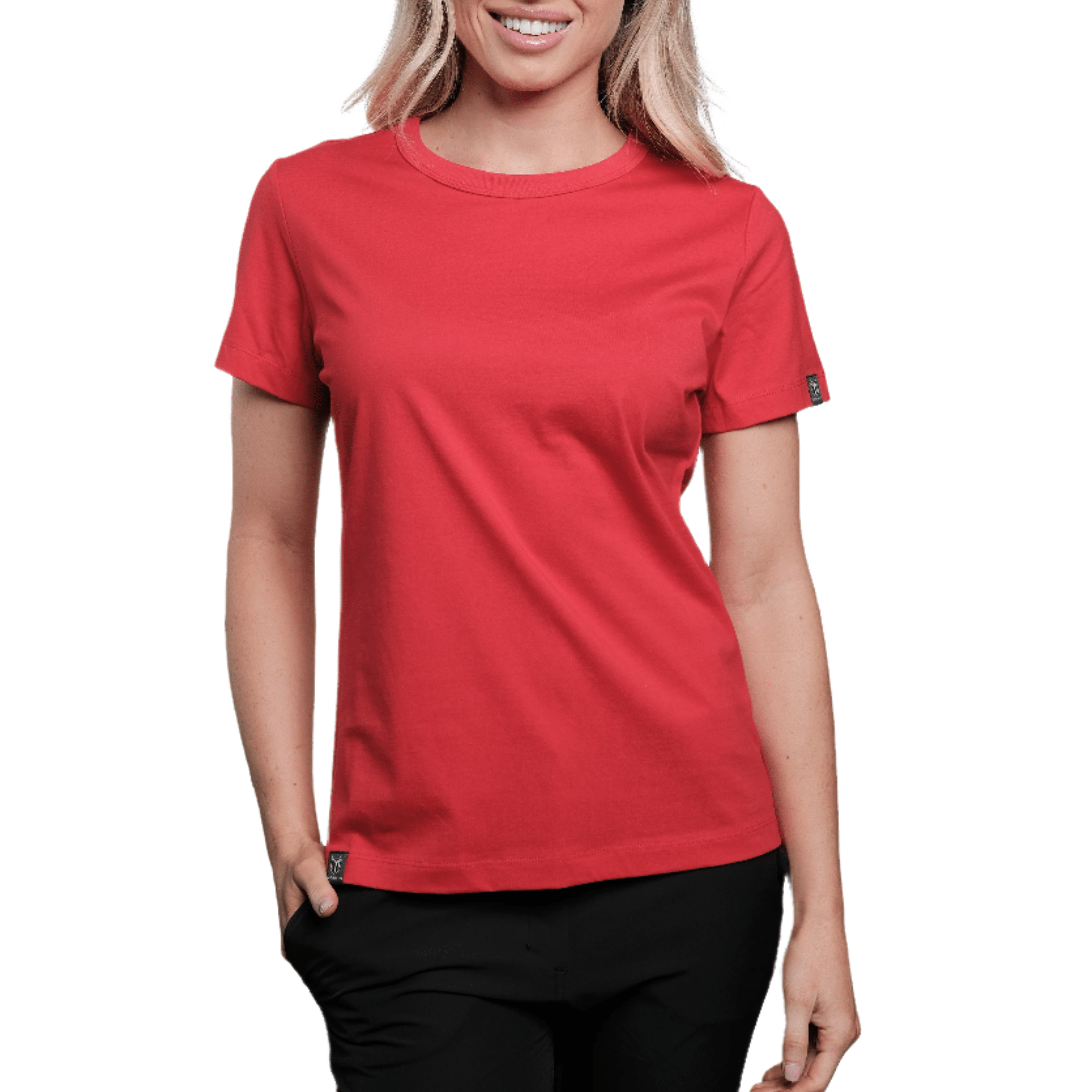 Marwin Sports Cotton Crew Neck Women's Tee - Red - Marwin Sports