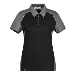 Marwin Sports Poly Zipper Women's Polo - Black/Grey/White - Marwin Sports