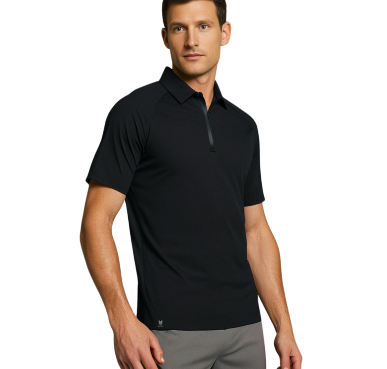 Marwin Sports Poly Zipper Men's Polo -Black
