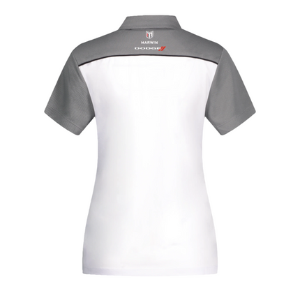 Marwin Sports Dodge Hellcat 3D Poly Button Women's Polo - White/Grey/Black