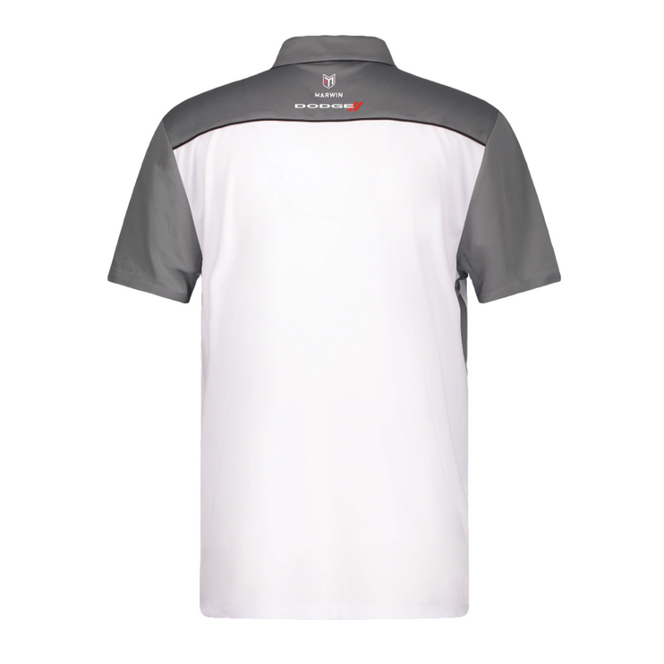 Marwin Sports Dodge Hellcat 3D Men's Poly Button Polo - White/Grey/Black