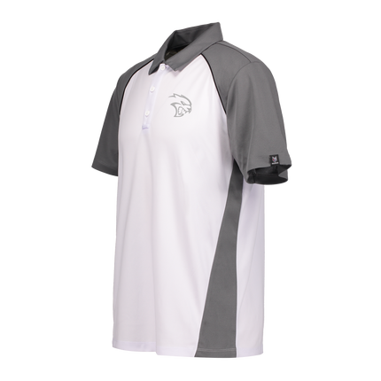Marwin Sports Dodge Hellcat 3D Men's Poly Button Polo - White/Grey/Black
