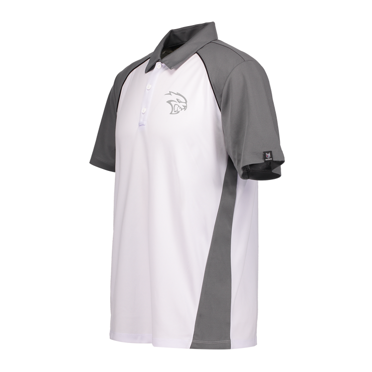 Marwin Sports Dodge Hellcat 3D Men's Poly Button Polo - White/Grey/Black