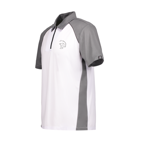 Marwin Sports Dodge Hellcat 3D Poly Zipper Men's Polo - White/Grey/Black