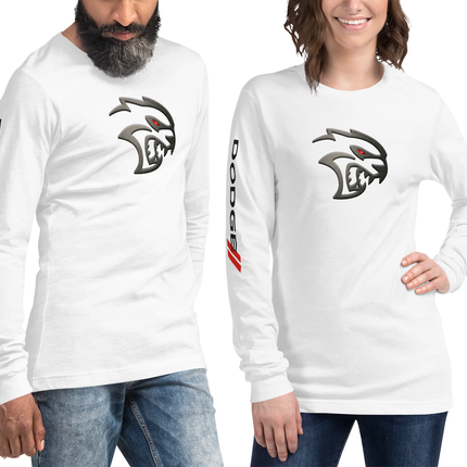 Dodge Hellcat Unisex White Long Sleeve TEE