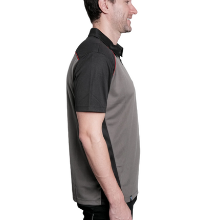 Marwin Sports Poly Button Men's Polo - Grey/Black/Red