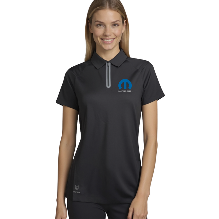 Marwin Sports Mopar Seamless Zipper Women's Polo - Black