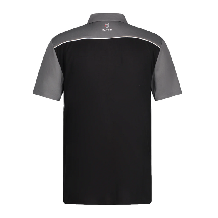 Marwin Sports Poly Zipper Men's Polo - Black/Grey/White