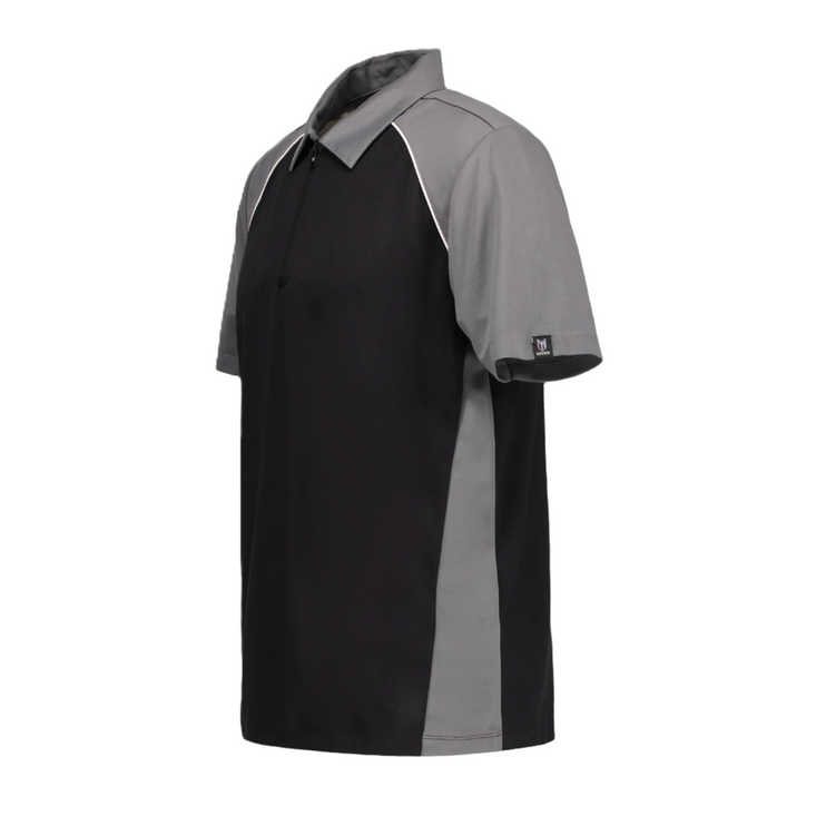 Marwin Sports Poly Zipper Men's Polo - Black/Grey/White