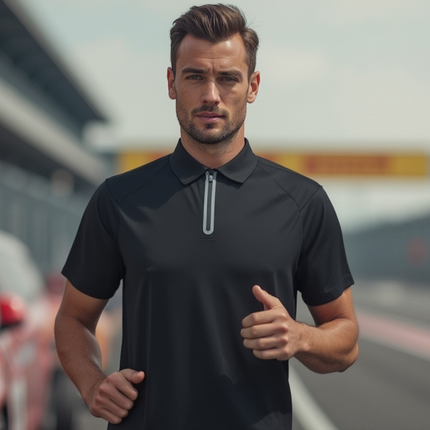 Marwin Sports Seamless Zipper Men's Polo - Black