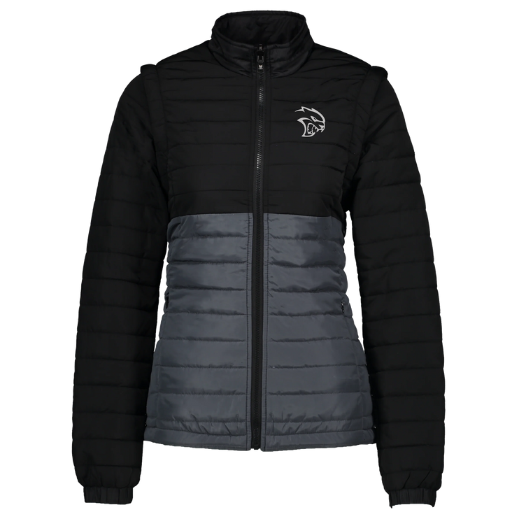 Marwin Sports Dodge Hellcat Puffer Women's Jacket - Black/Grey