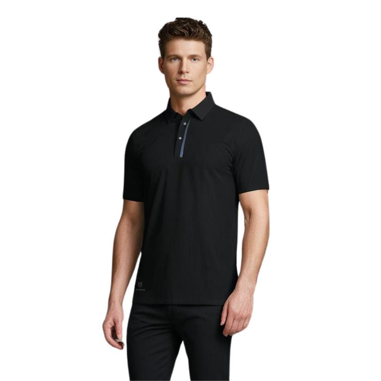 Marwin Sports Seamless Button Men's Polo - Black
