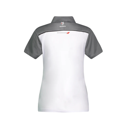 Marwin Sports Dodge Hellcat 3D Poly Zipper Women's Polo - White/Grey/Black