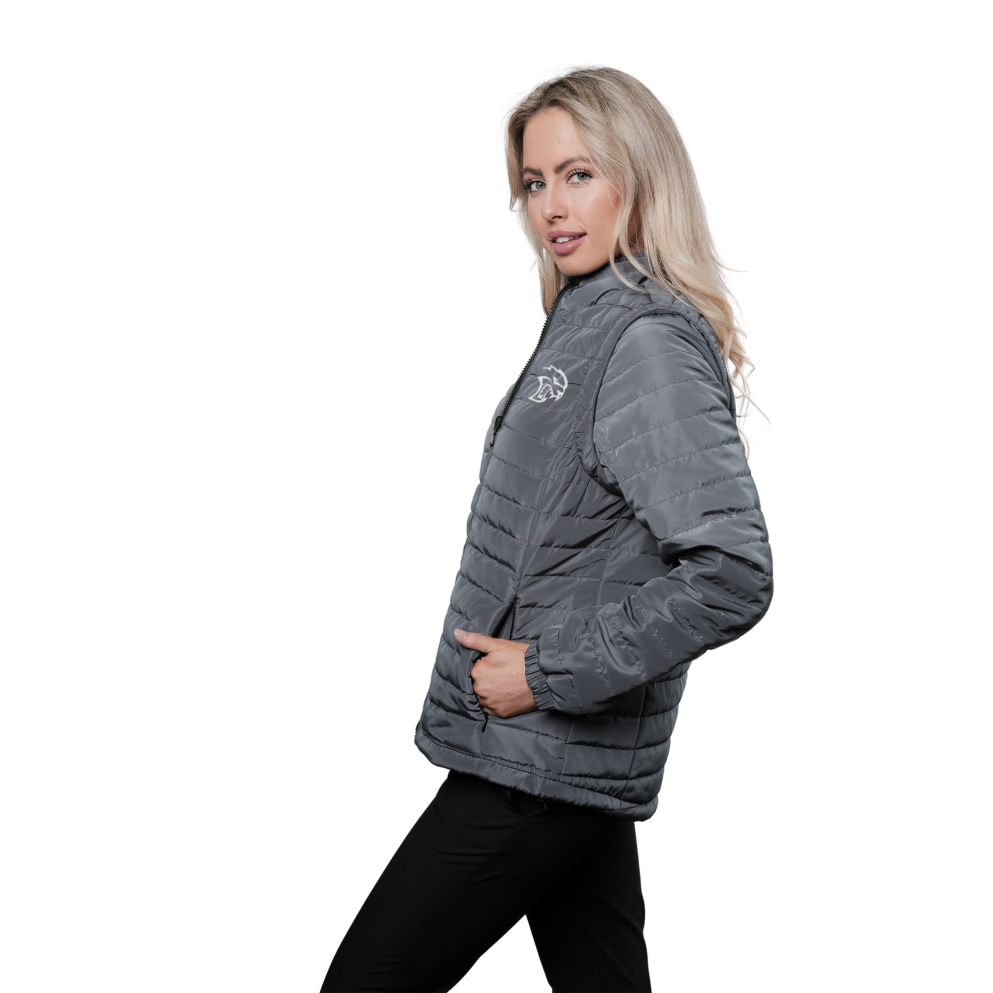 Marwin Sports Dodge Hellcat Puffer Women's Jacket - Grey