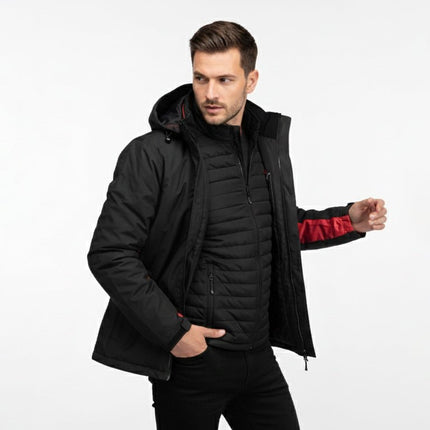 Balkan Men's 4 in 1 Jacket - Black/Red - Marwin Sports