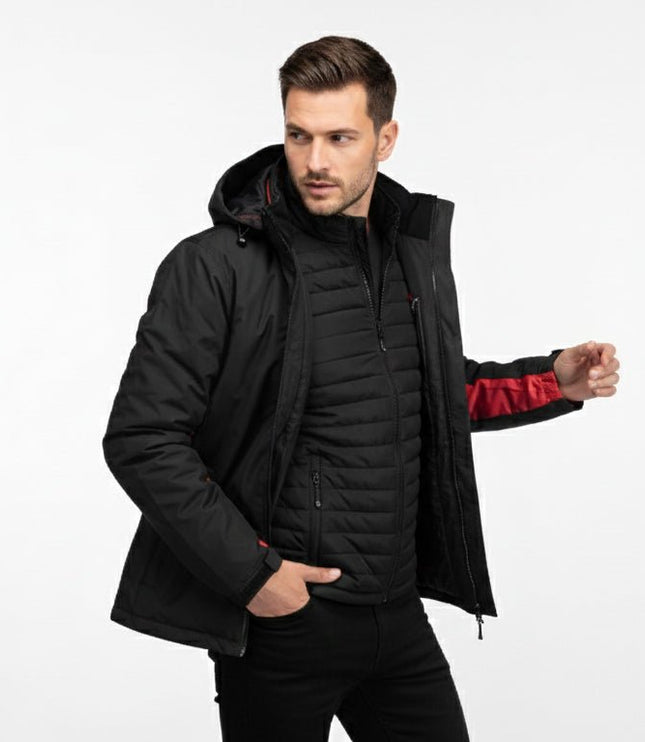 Balkan Men's 4 in 1 Jacket - Black/Red - Marwin Sports